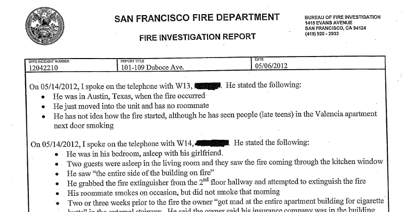 fire investigation report