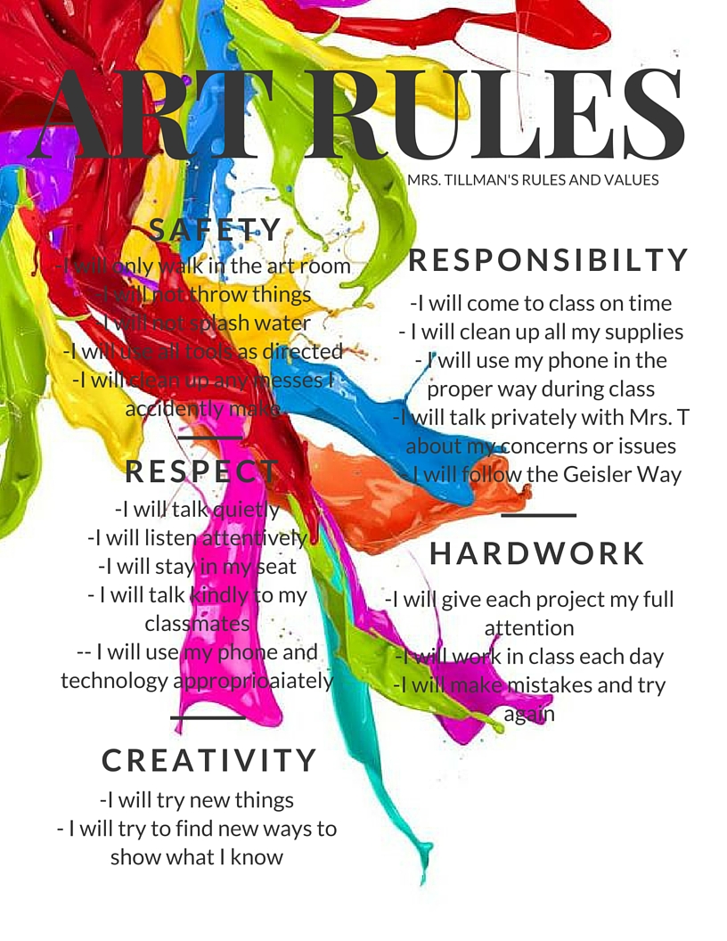 Geisler Art Room Art Values and Rules