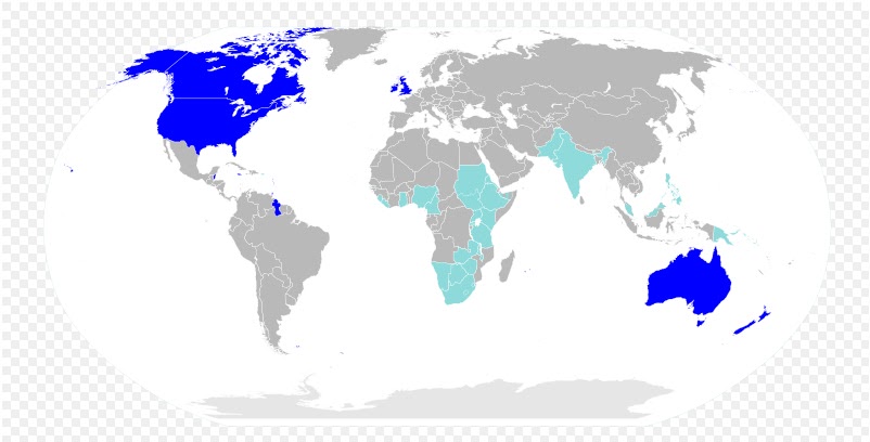 english speaking countries jobs English Speaking Places in World Map | 802 x 408
