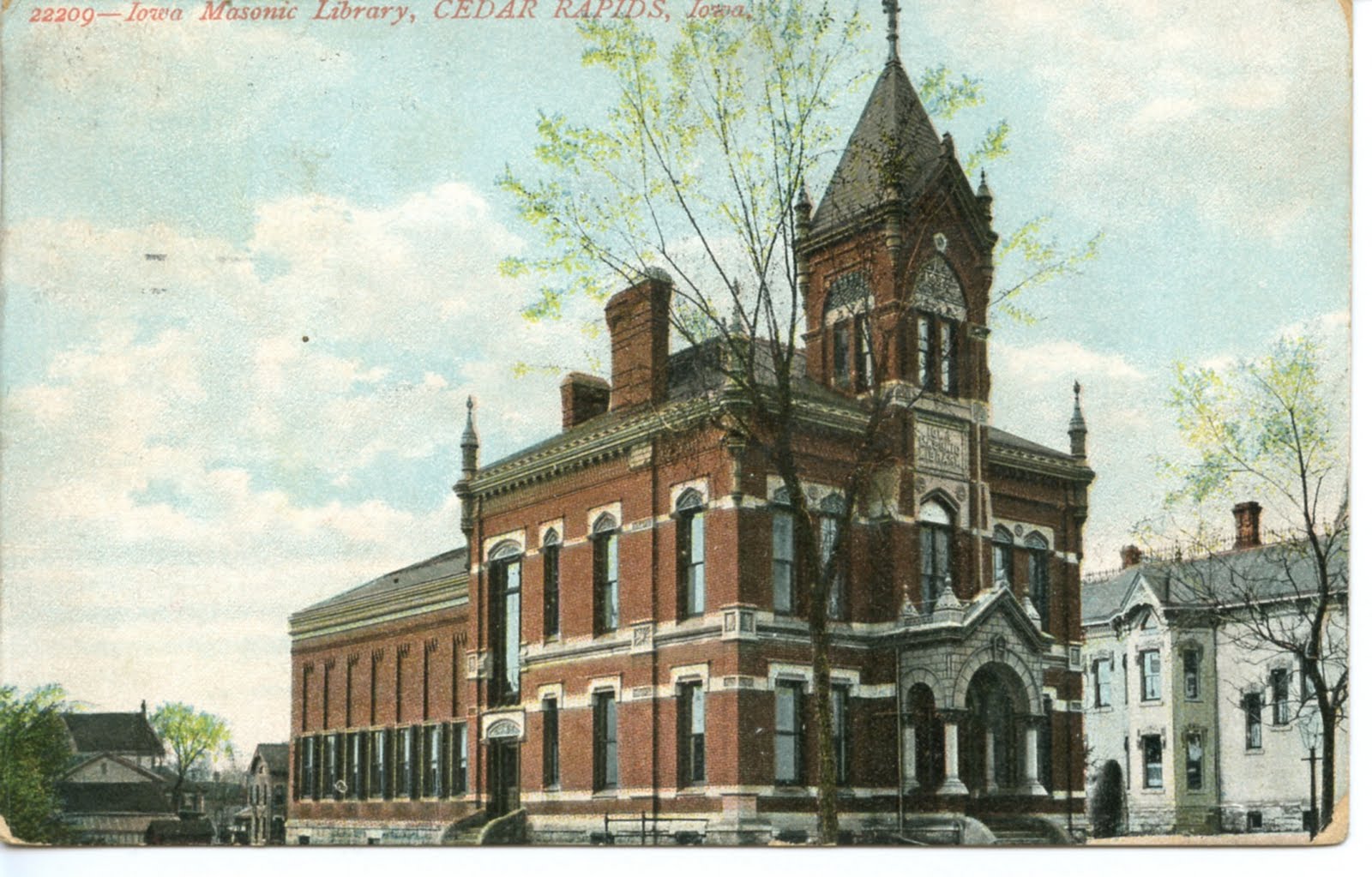 Library Postcards 1909 Iowa Masonic Library, Cedar Rapids, Iowa