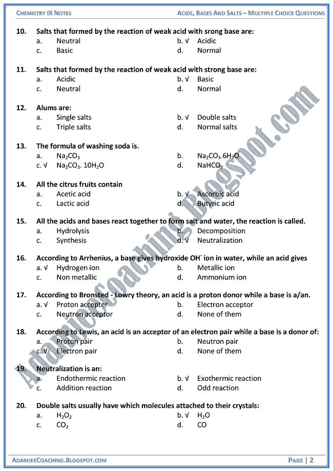 Chemistry Multiple Choice Questions And Answers ans Chemistry Multiple Choice Questions And Answers