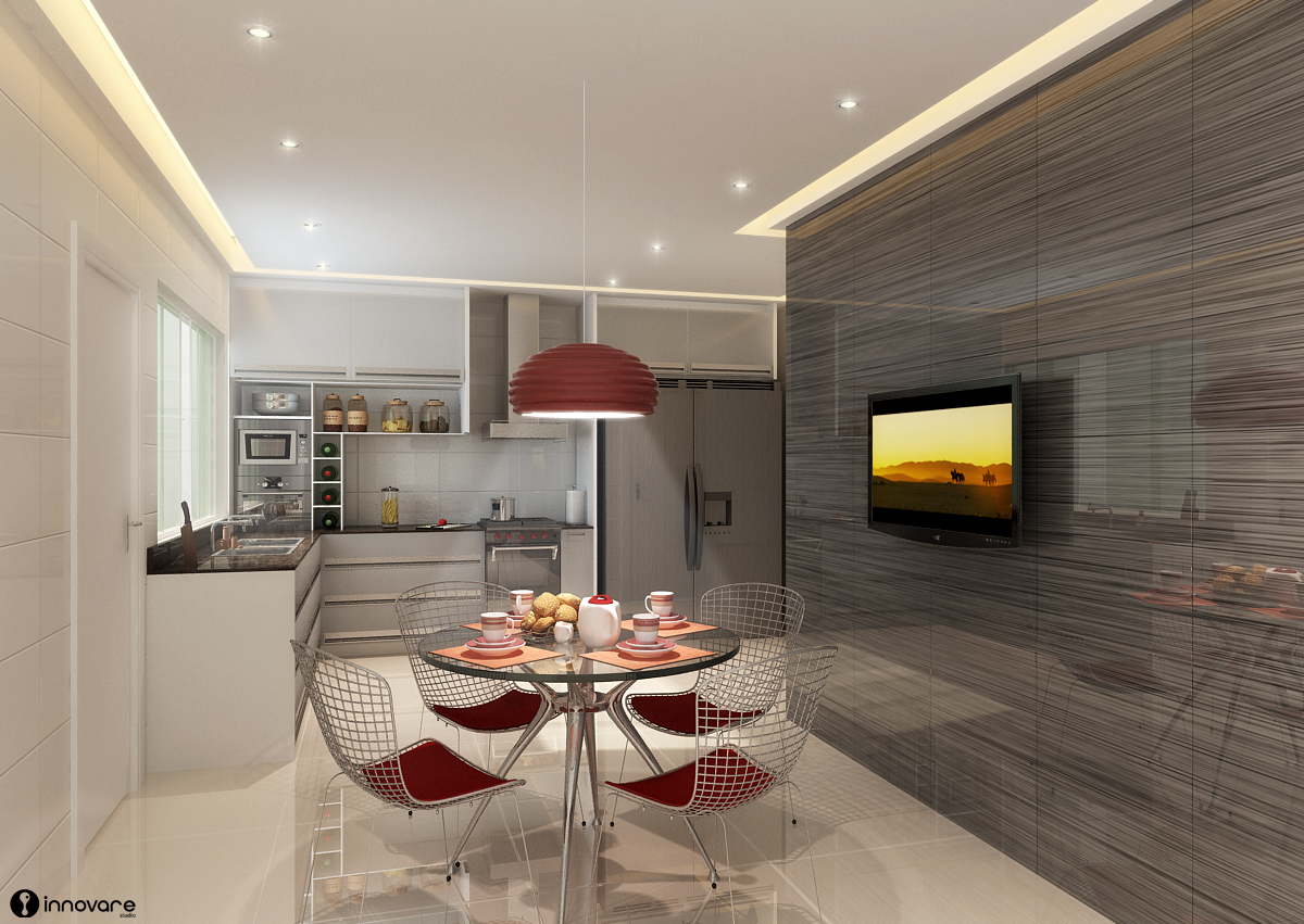 #B09E1B cromado trouxe modernidade à essa cozinha toda trabalhada no azul 1200x851 px Projetos De Cozinhas Conjugadas Com Copa #489 imagens