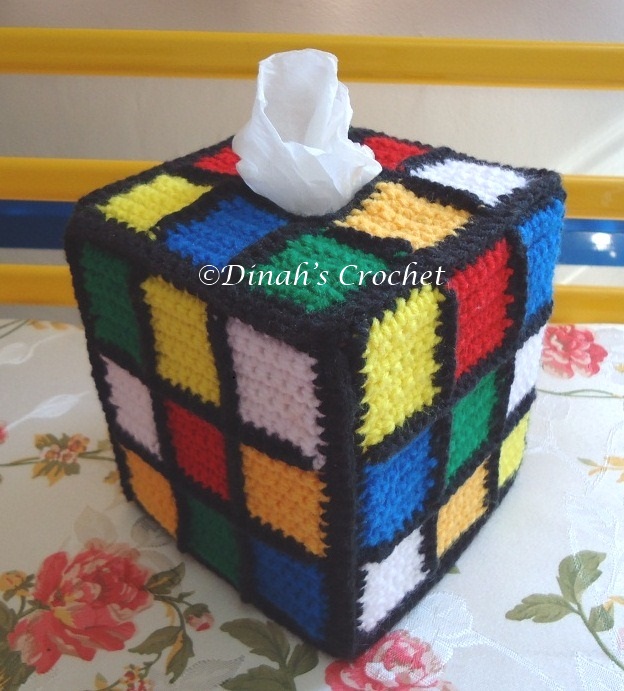 Dinah Crochet Crochet Rubik's Cube Tissue Box Cover