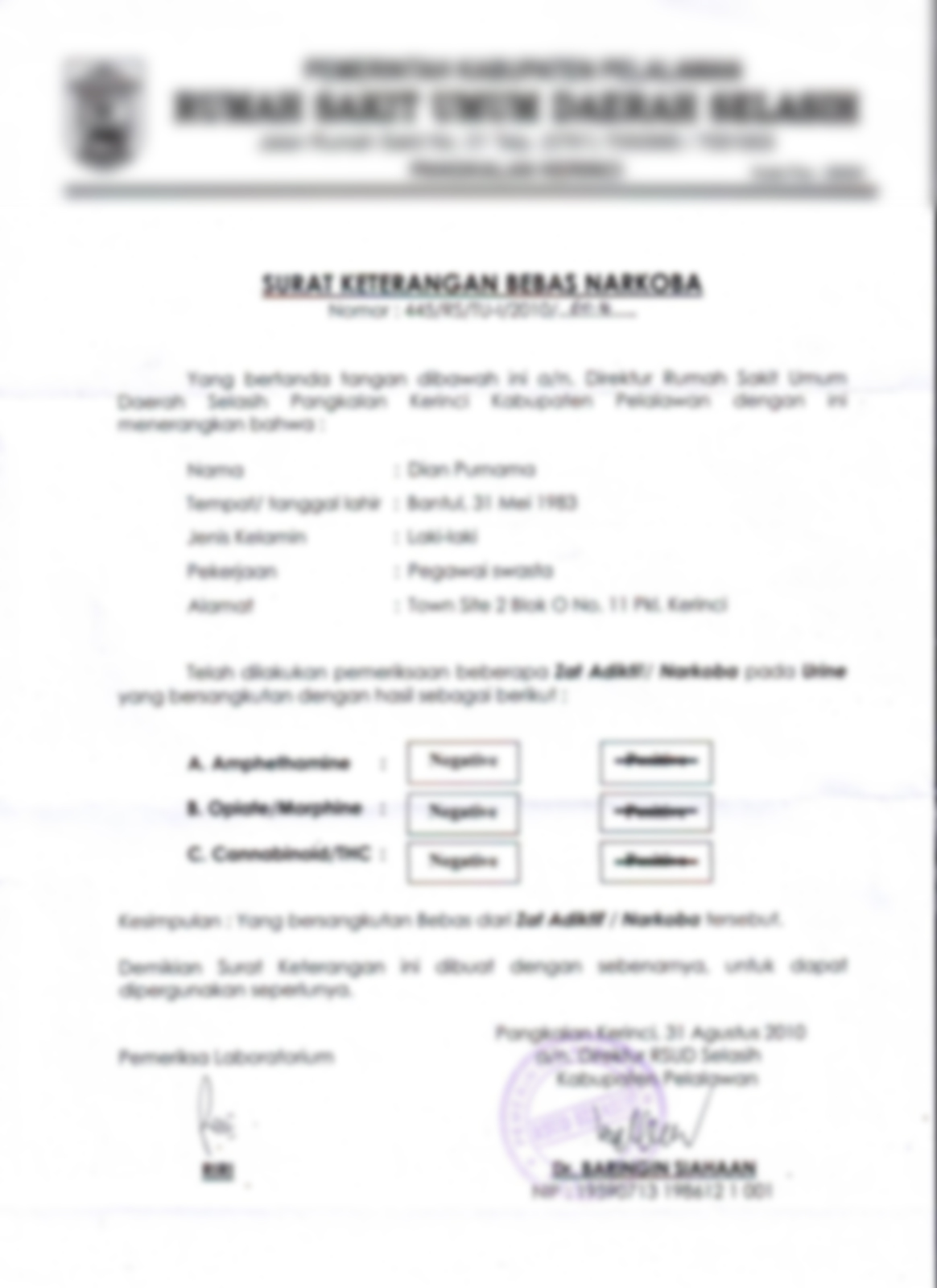 Cara Mendapatkan Surat Keterangan Bebas Narkoba Di Tabanan