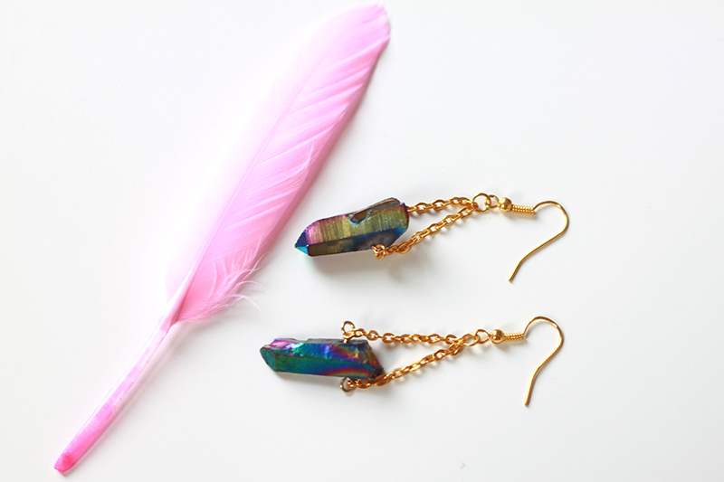 boucles d'oreilles quartz rainbow