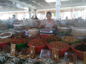 Dry fruits on sale in Siyob Bazaar in Samarkand.