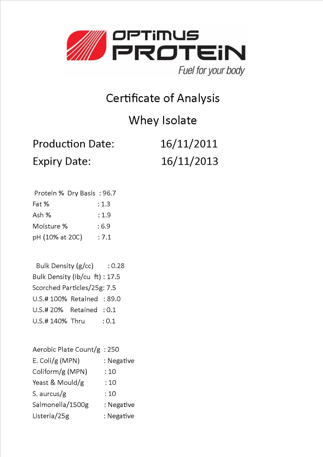optimus protein FUEL YOUR BODY