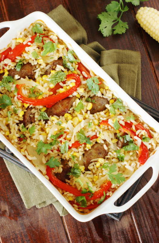 Baked Rice with Sausage, Peppers, & Corn The Kitchen is My Playground