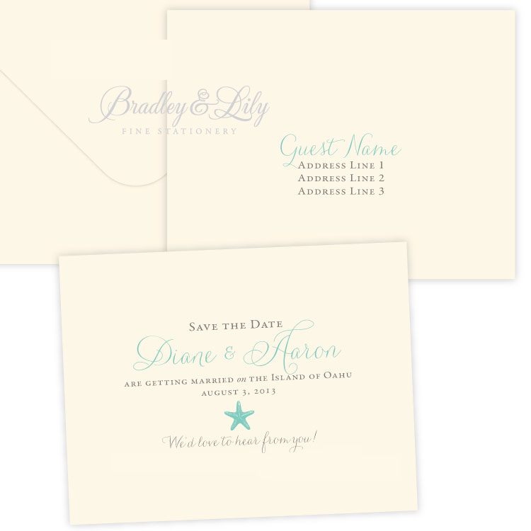 Starfish Save the Date Bradley & Lily Fine Stationery