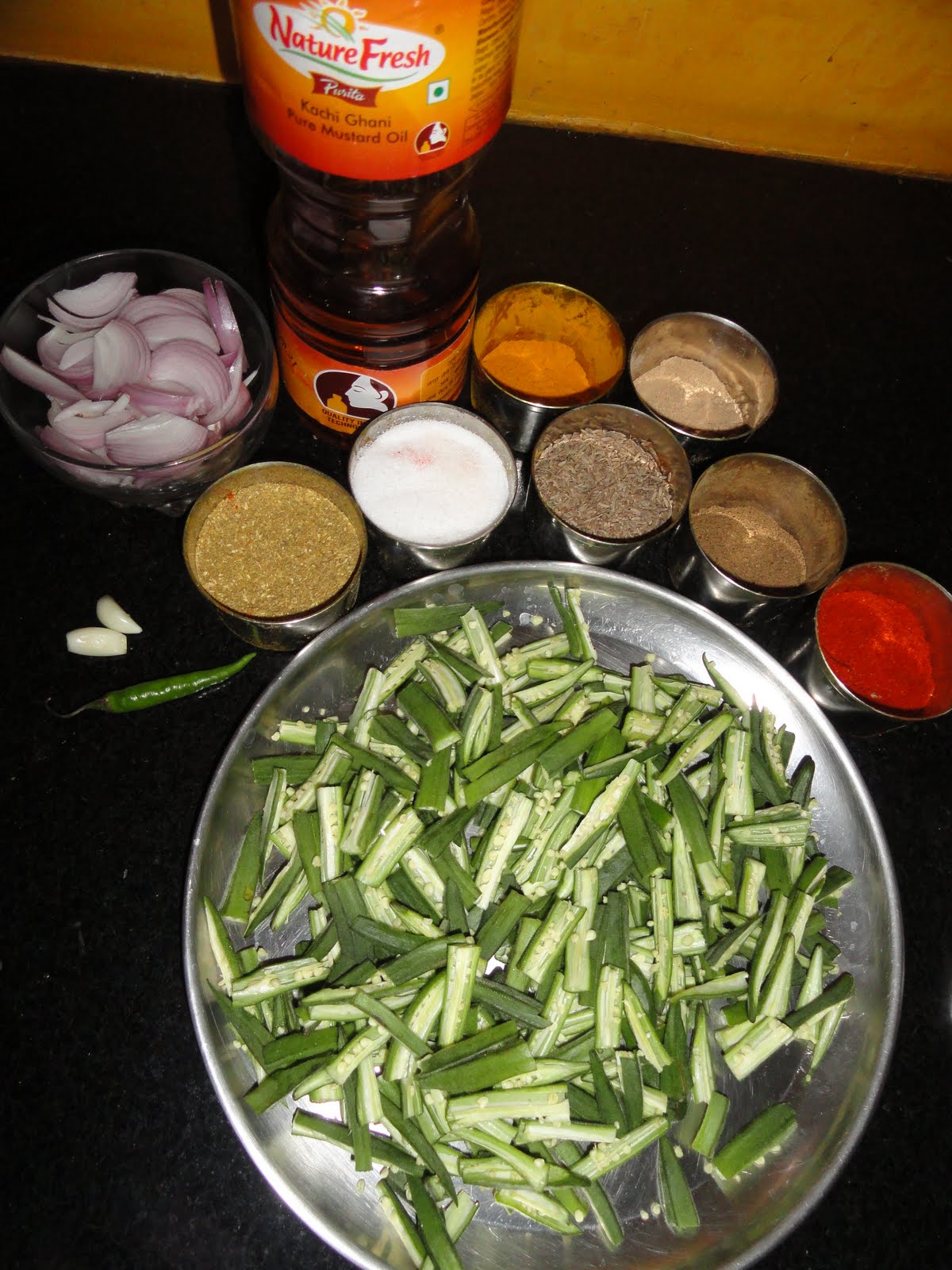 Kitchen mania Shallow Fried Okra / Bhindi Sabzi