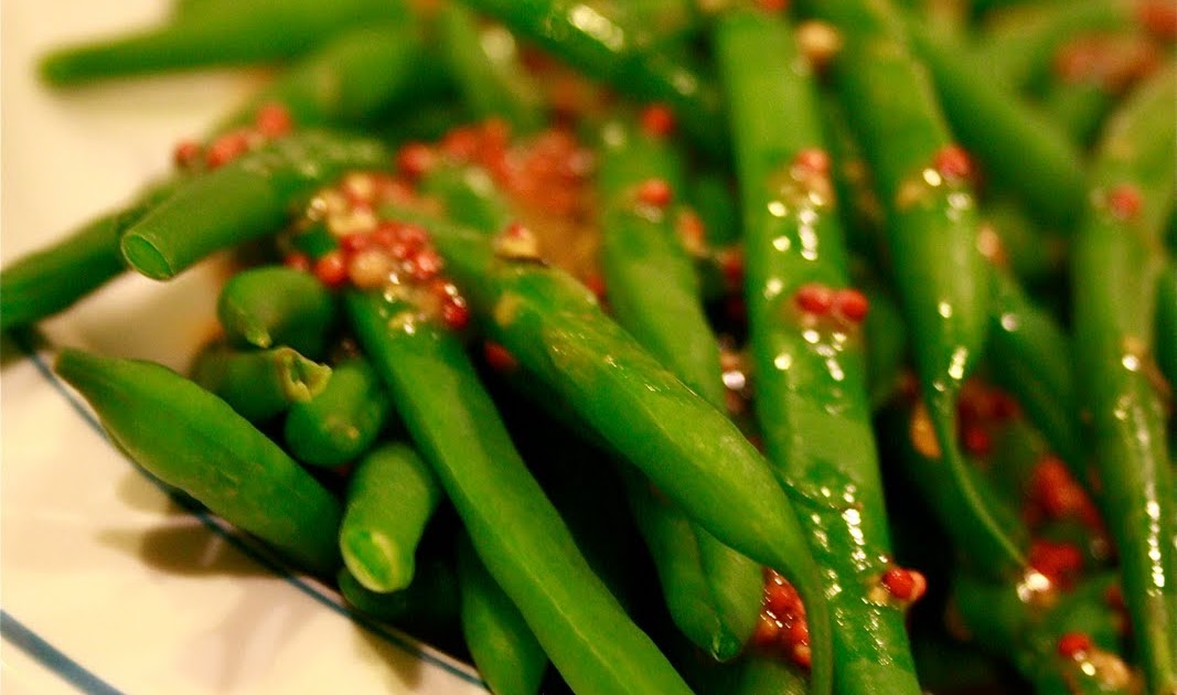 My Macrobiotic Journey Green Beans w/ Mustard Vinaigrette