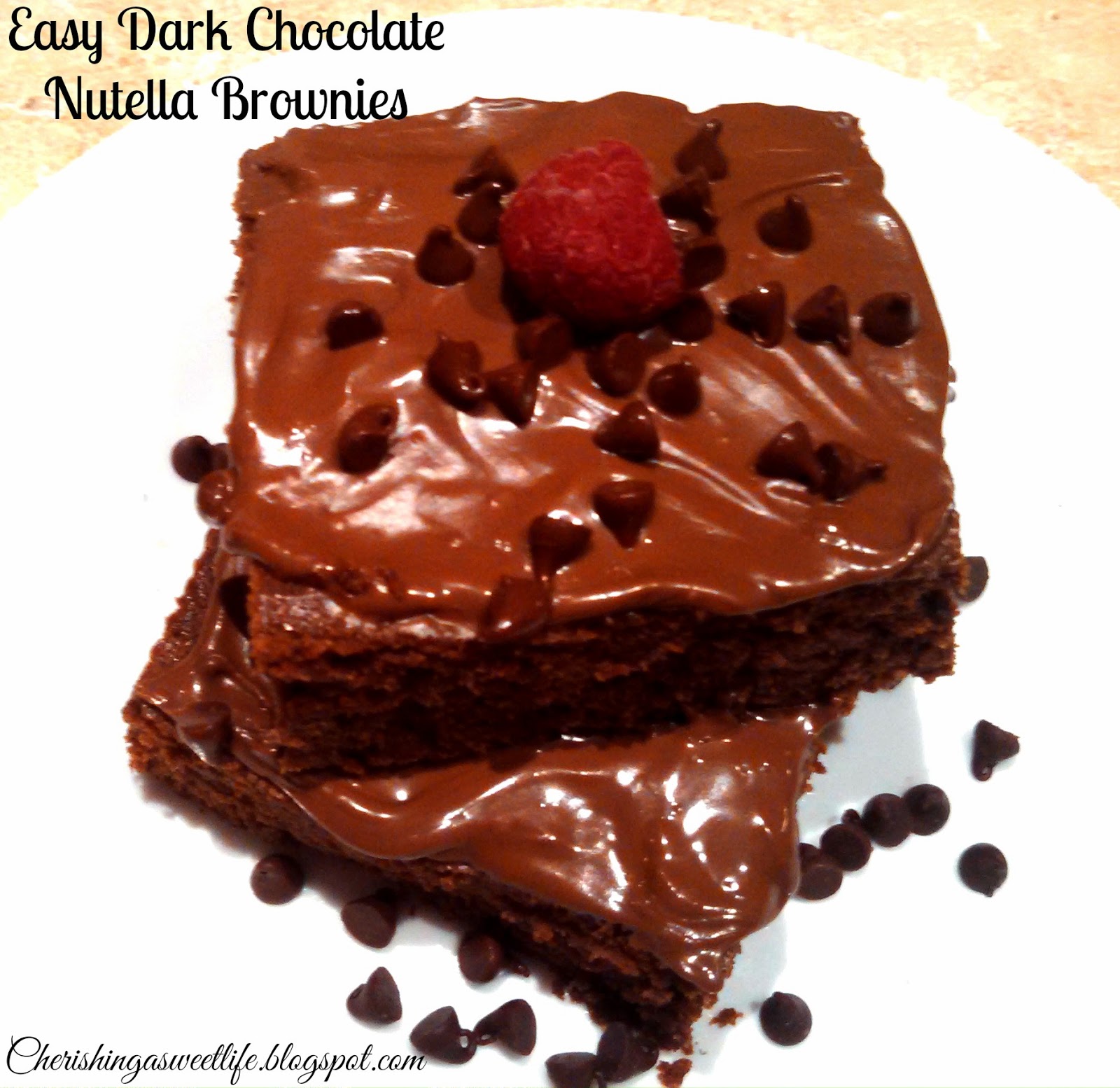 Cherishing A Sweet Life Easy Dark Chocolate Nutella Brownies