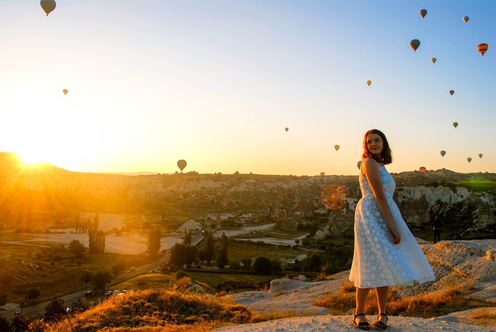 Hot Air Balloon filled sunrise of Cappadocia from Sunset Point in Goreme