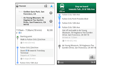 Ein Screenshot zeigt eine Streckenführung für öffentliche Verkehrsmittel