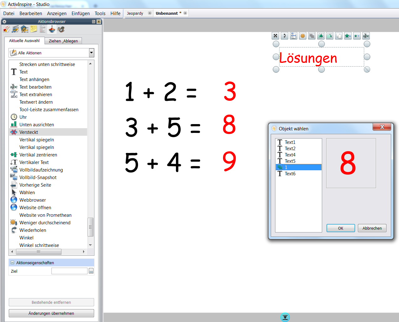 Arbeiten mit ActivInspire: Lösungen einblenden in ActivInspire