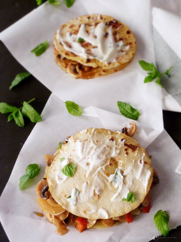 Una Pizca de Hogar Tortillas de maíz o quesadillas sin gluten rellenas de verdura
