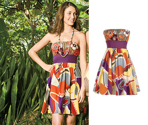 Short Strapless Junior Print Dress