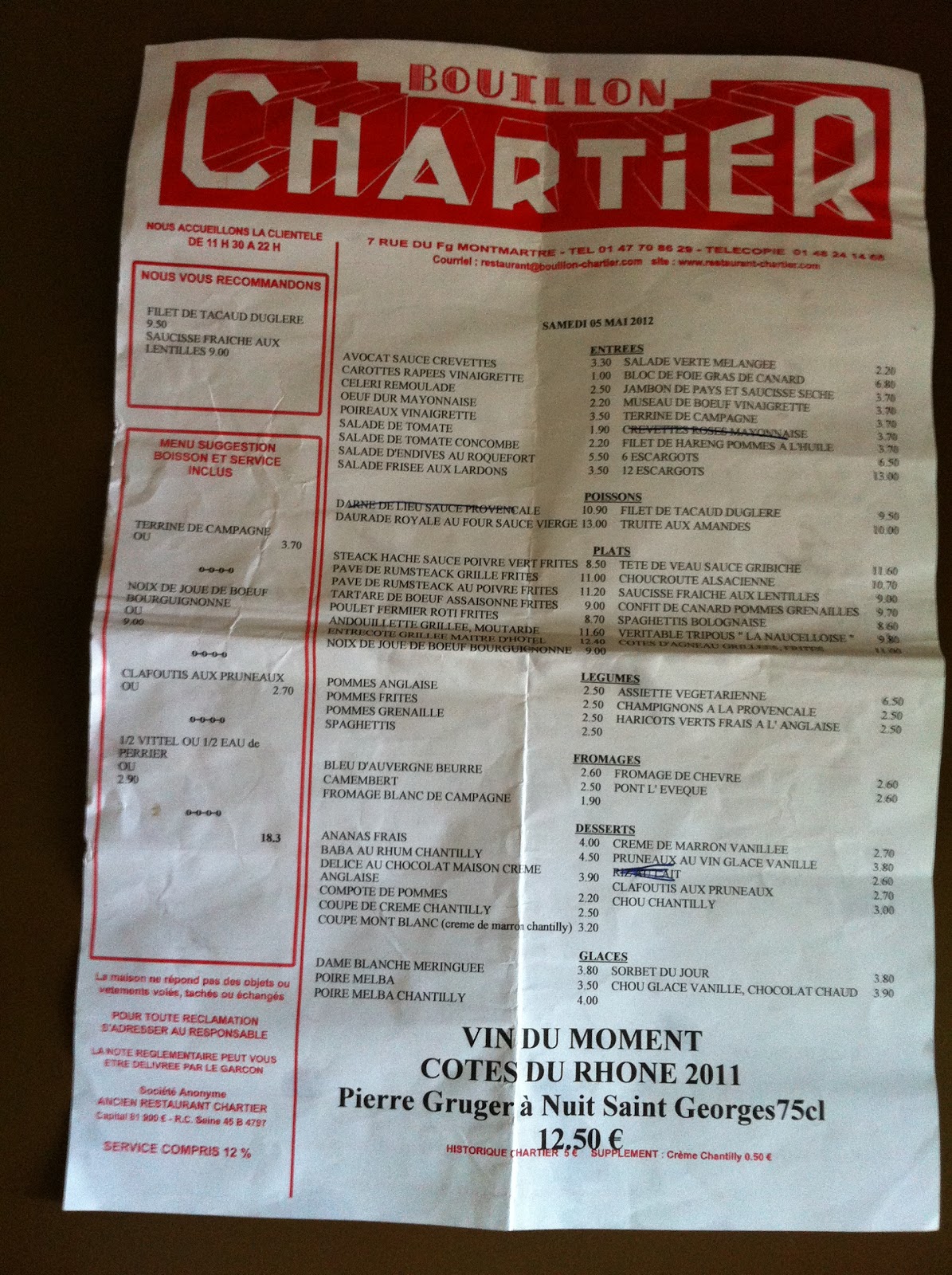 BLOG.O.LIVE Mon ventre vous parle, mais pas seulement Bouillon Chartier