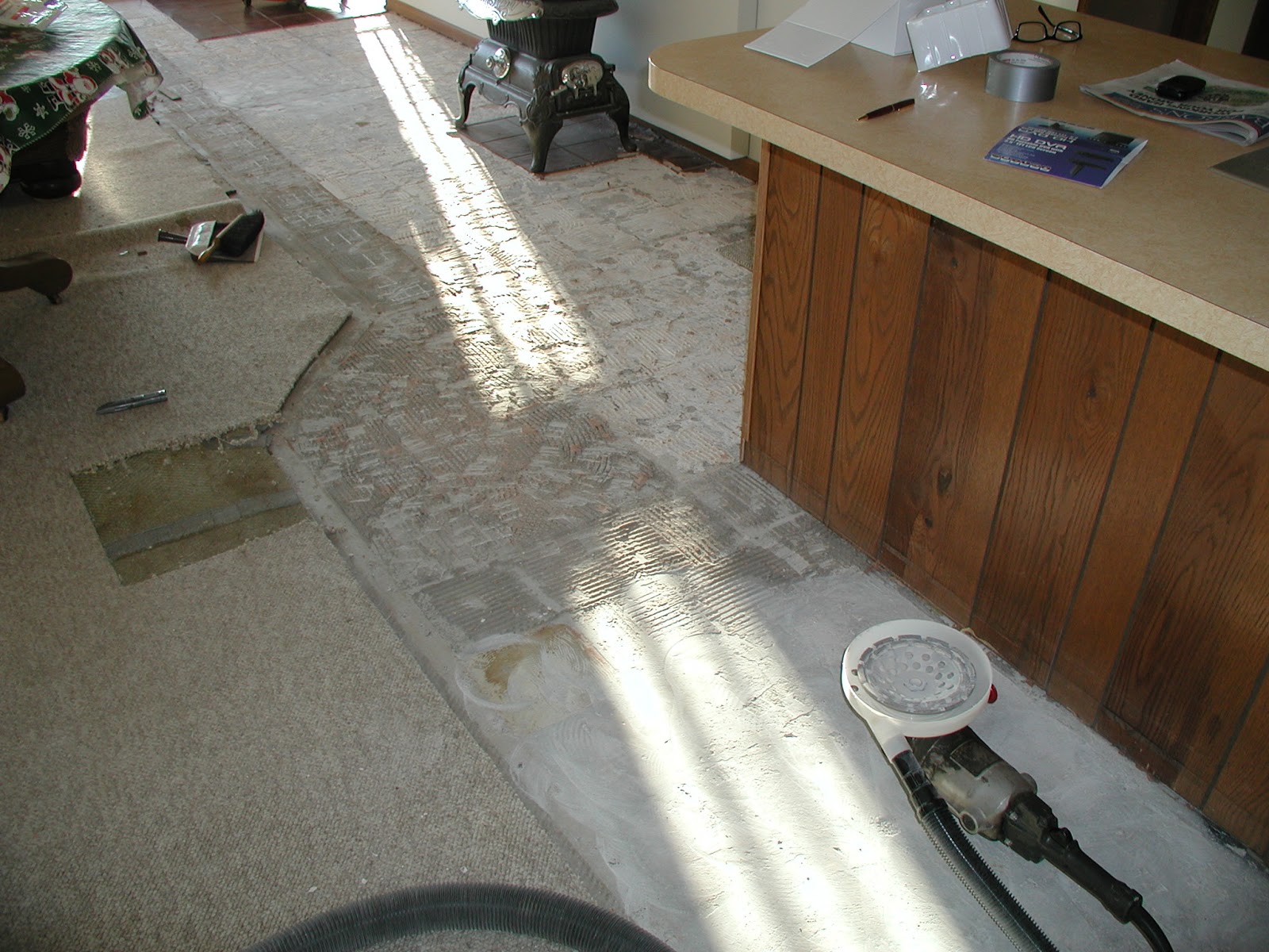 Wally&Sue tile removal and thinset grinding