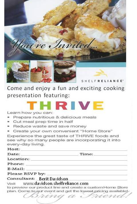 You're Invited! THRIVE Shelf Reliance Party Invite