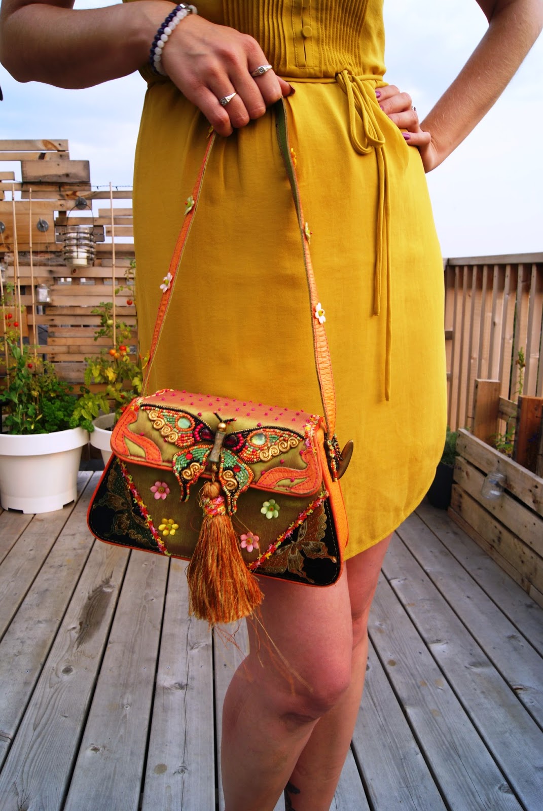 Mustard Yellow Warmth!: H&M Dress, Mary Frances Purse, Jessica Shoes from Sears, Shop For Jayu Necklace, Fall, Summer, Trend, OOTD, Outfit, fashion, style, styletips, thepurplescarf, melanie.ps, toronto,ontario, canada