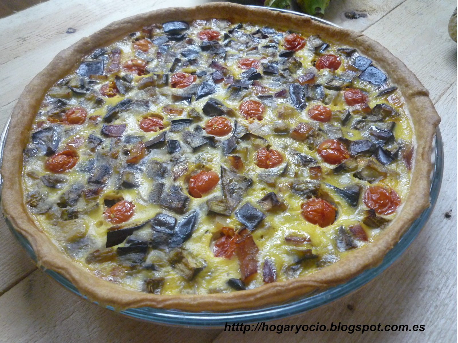 Quiche De Berengenas, Tomates Cherry Y Bacon.