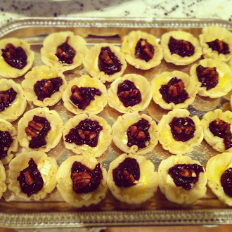 Brie w. Fig Butter, Candied Pecans in Filo Tarts