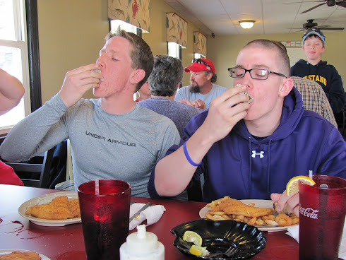 webb boys have raw oysters for first time - yum