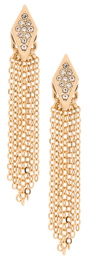 REBECCA MINKOFF PAVE FRINGE EARRINGS