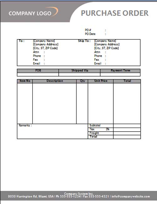 Microsoft Works Purchase Order Template
