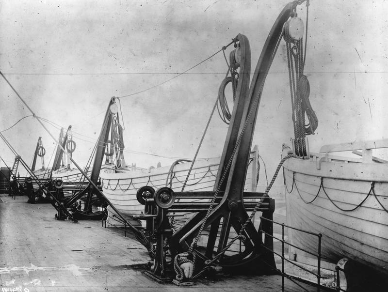 Lifeboats on the deck of the Titanic