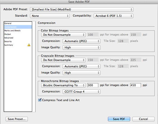 Adobe PDF preset