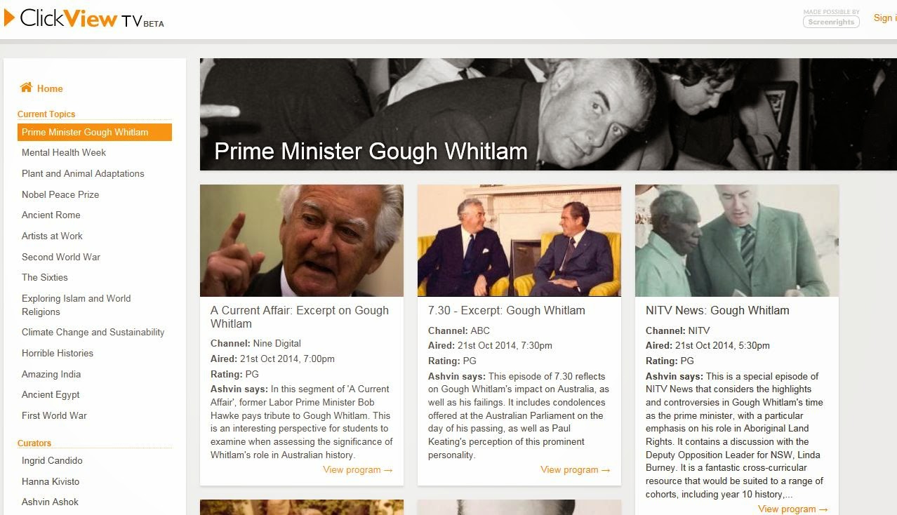 http://www.clickview.tv/au/topics/35/prime-minister-gough-whitlam?utm_source=AU+CRM+SYNC+MASTER+-+CONTENT&utm_campaign=8e2df78573-AU+-+Existing+-+Gough+Whitlam+and+ClickView+TV+-&utm_medium=email&utm_term=0_b4695c3113-8e2df78573-108312245