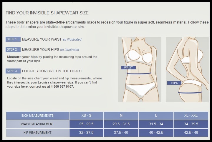 Leonisa Shapewear Size Chart