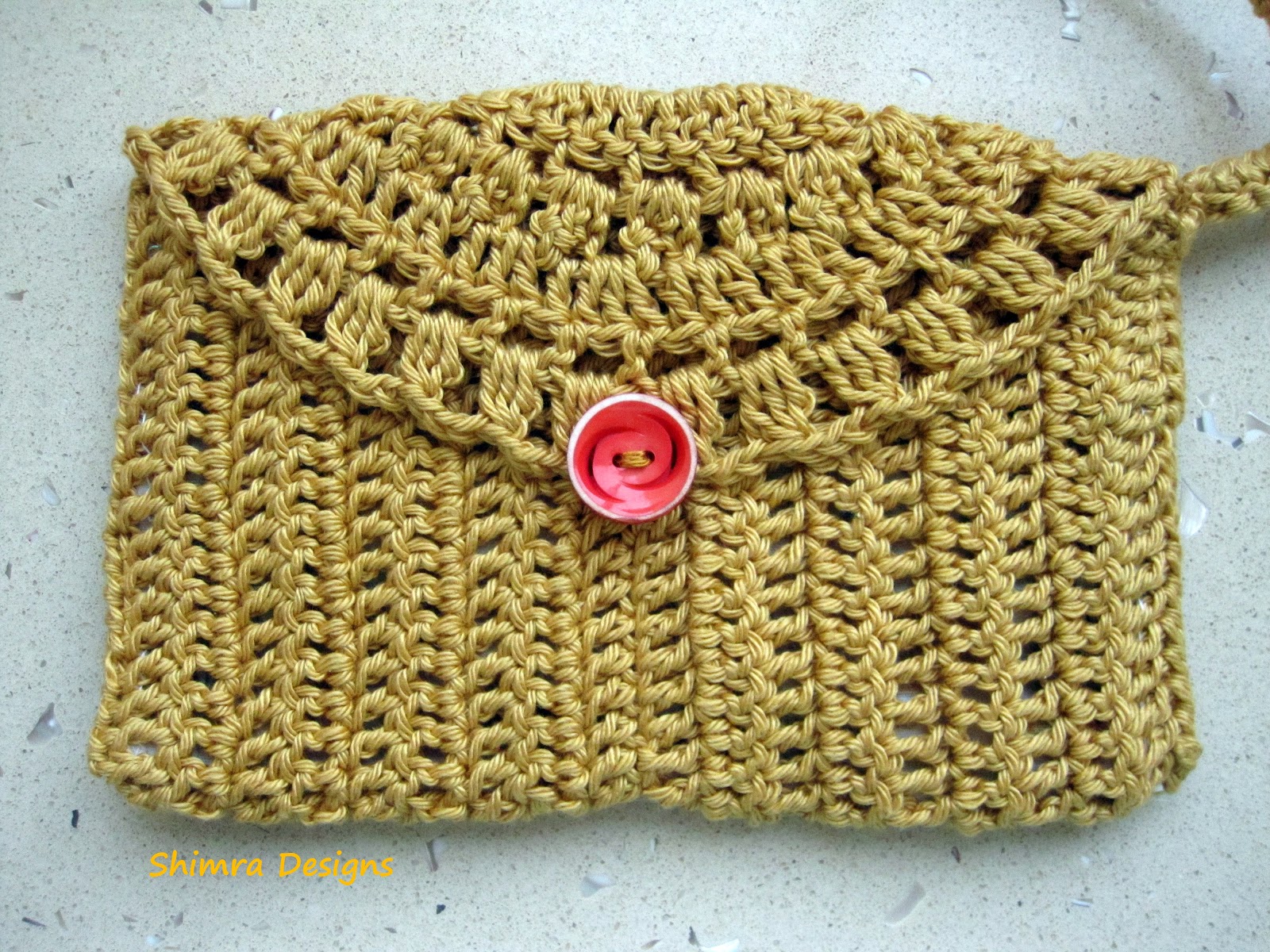 Shimra Designs Gold Crochet Wristlet