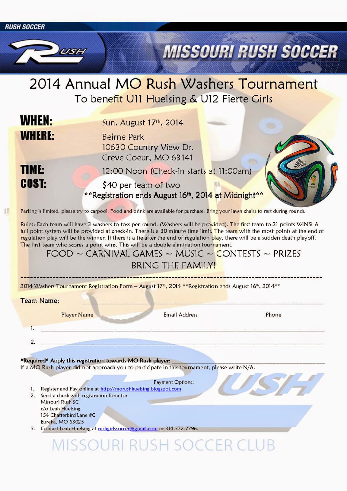 Missouri Rush Huelsing Annual Washers Tournament