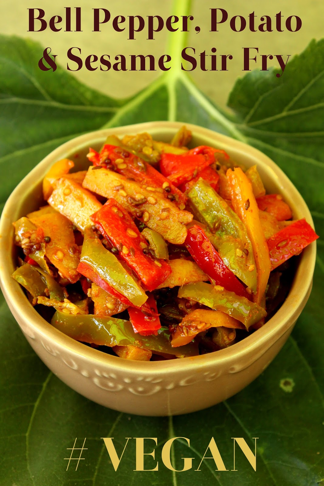 Preety's Kitchen Bell Pepper, Potato & Sesame Stir Fry / Til Wale Aloo