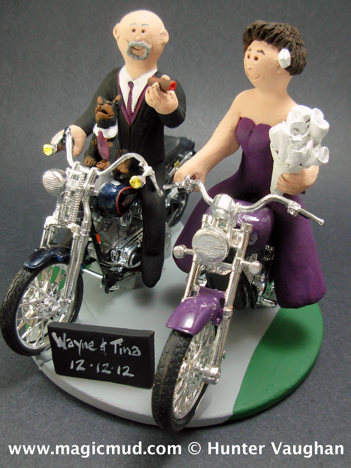 custom wedding cake toppers Motorcycle Riding Bride Wedding Cake Topper