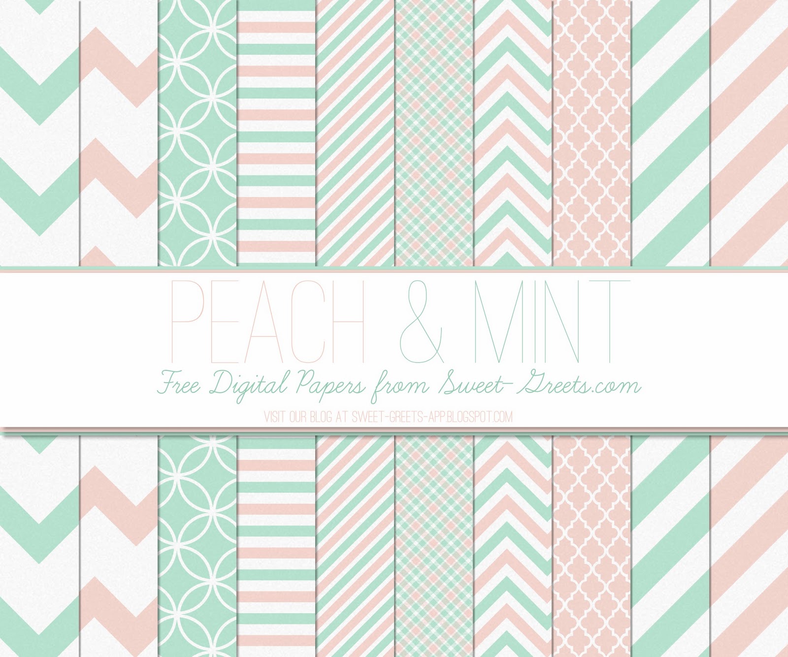 Free Digital Papers: Peach and Mint