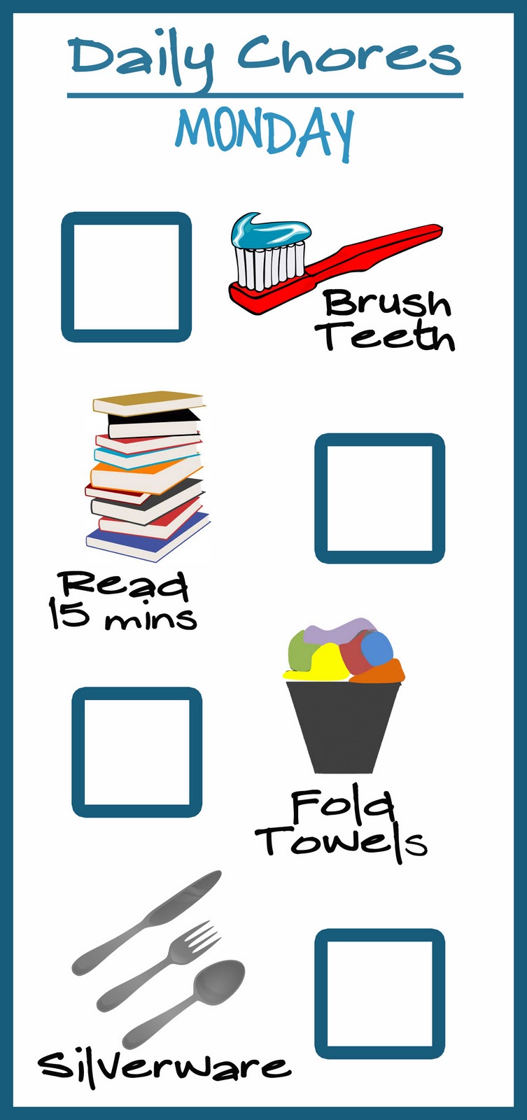 pre k chore charts free
