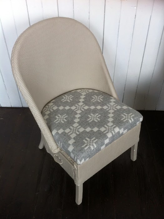 Mick Sheridan Upholstery LLoyd Loom chairs and ottomans in Welsh wool