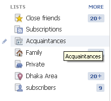 Acquaintance List In Facebook