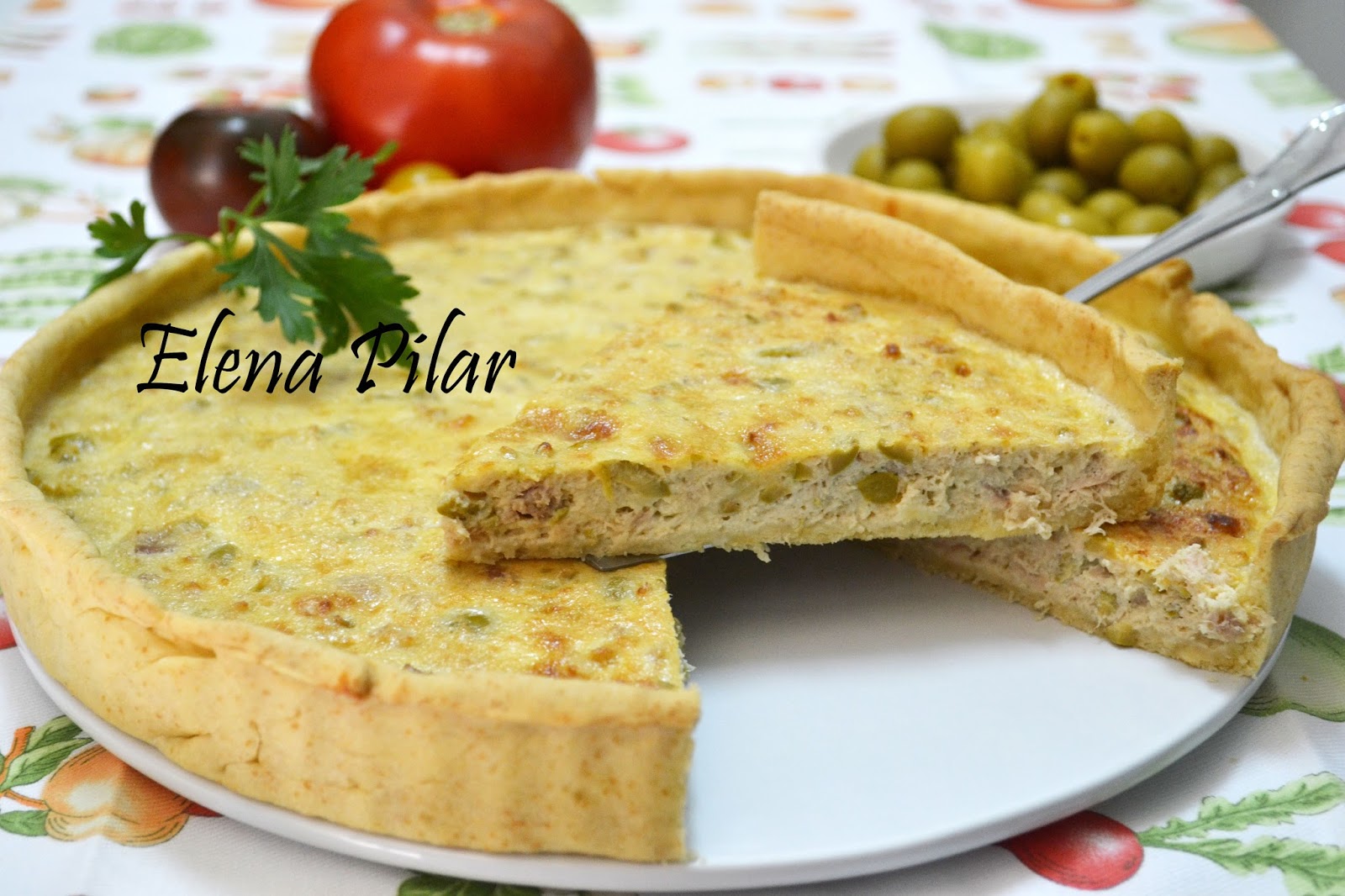 Mi Recetario por Elena Pilar Quiche de atún con aceitunas verdes