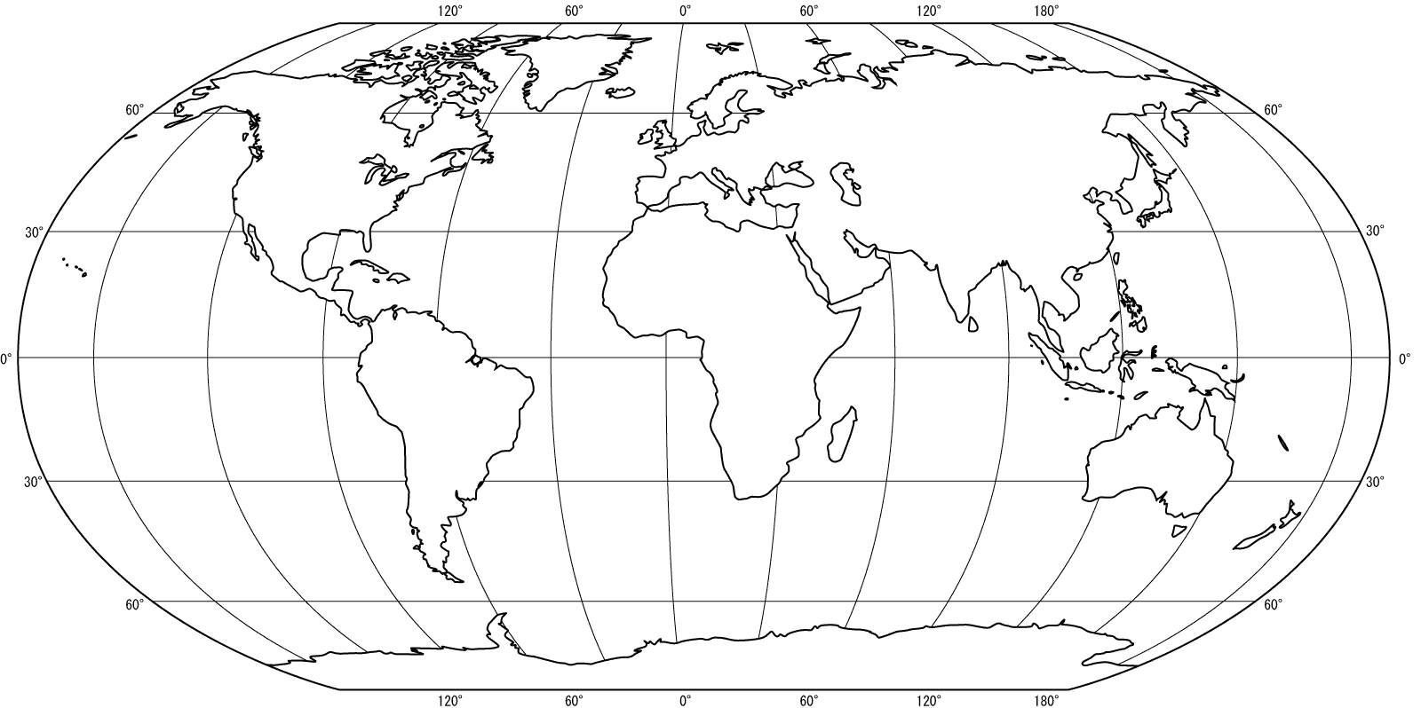 Weltkarten (Mollweide-Projektion) | Landkarten kostenlos – Cliparts
