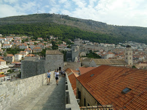 Walking along the Fortified walls of Dubrovnik Old Town in Croatia.