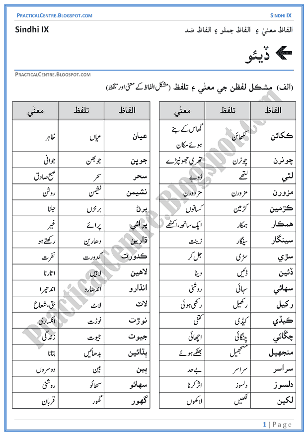 diya-words-meanings-and-idioms-sindhi-notes-ix