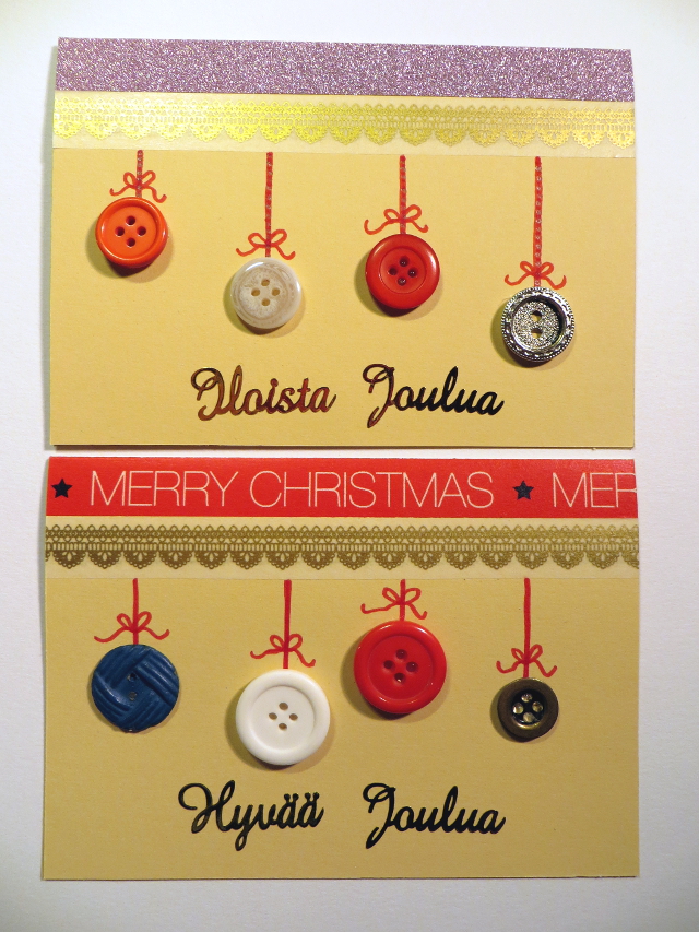 Handmade Christmas Cards with Buttons | Joulukortteja ja nappeja