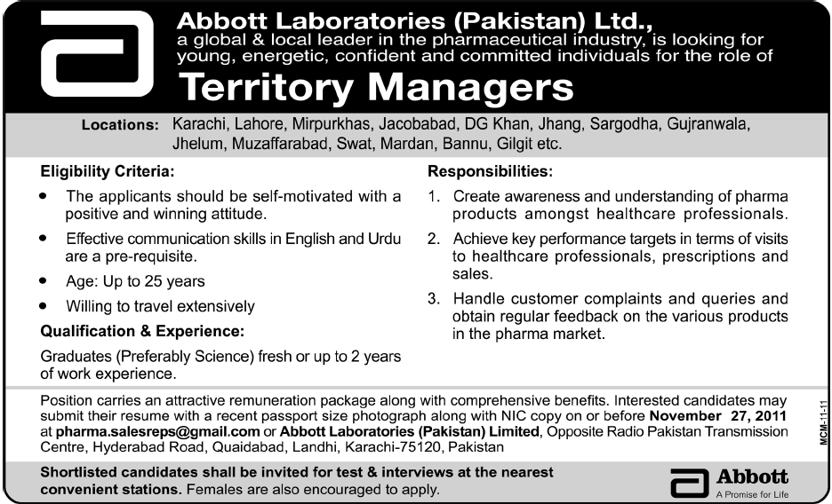 Jobs Abbott Laboratories Pakistan Ltd Jobs in Pakistan,Career in