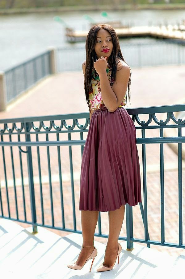 Work Style Pleated + Floral JADOREFASHION
