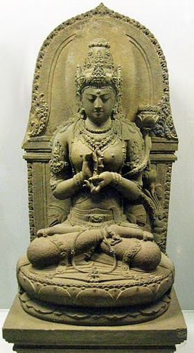 Bodhisattva seated statue:　Eastern Java, stone, about 1300 year